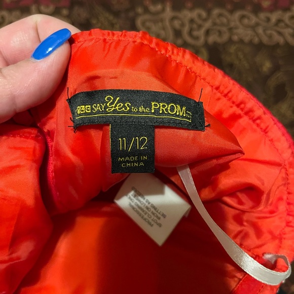 SAY YES TO THE PROM Womens Embellished Red Strapless Dress 11/12 w/pockets - Picture 5 of 6